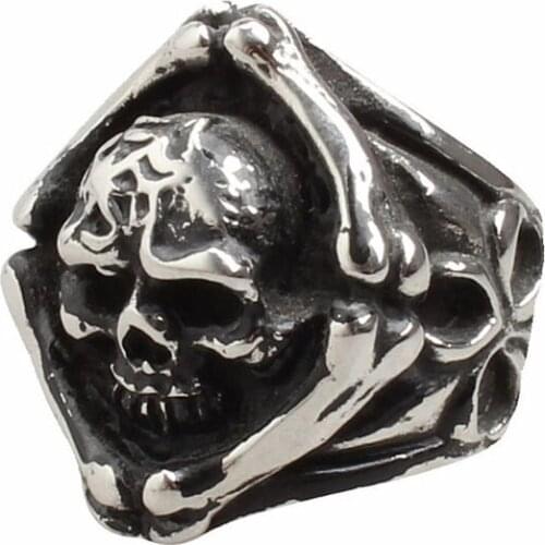 2017 Fashion Bone Skull Ring 316L Stainless Steel Mens Women Fashion Polishing Biker Skull Ring