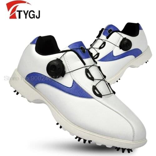 2020 Golf Shoes Mens Waterproof Shoes Anti-Slip Spikes Nail Sports Shoes Rotating Shoelaces Breathable Golf Sneakers for Male
