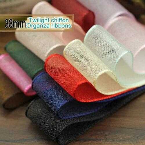 38mm Riband Double Face Twilight chiffon Organza ribbons DIY satin ribbon Manual bowknot,clothing decoration 5M/Lot