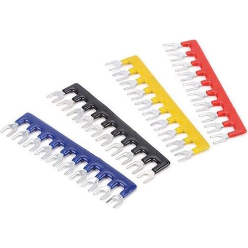 5pcs Pre-insulated Terminal 2 3 4 5 6 8 10 12 Positions 15A Fork Relay Short Circuit Strip Barrier Terminal Block R / Y / B