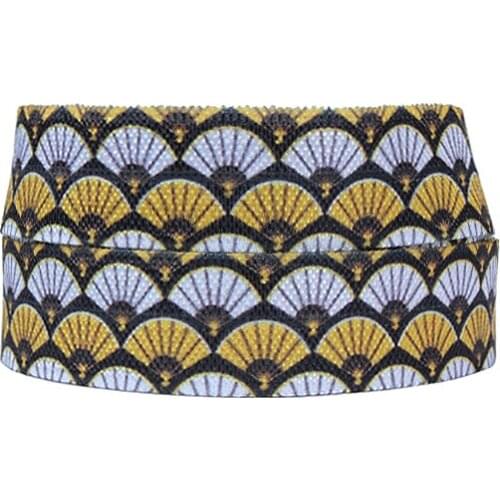 50 yards/lot) New arrival Japanese style foe elastic ribbon, wholesale beautiful fans printed fold over elastic