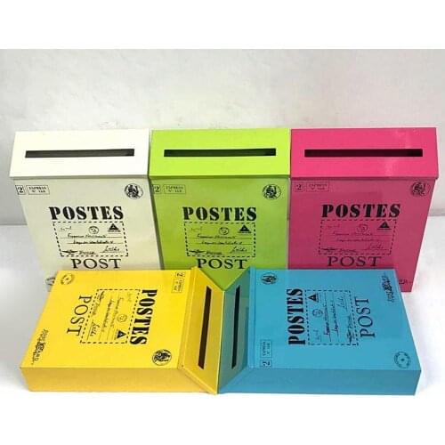 9 colors Post Box Vintage Metal Mail Box Case Wall Hanging Iron Mailbox Mail Postal Letters Newspaper Box Home Decor Oranment