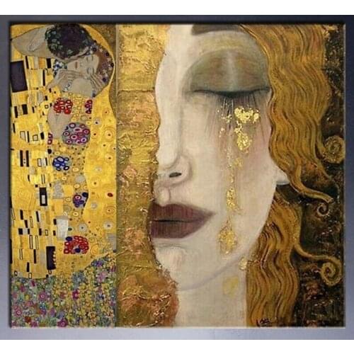 Abstract Wall Art Painting The Kiss and Golden Tears by Gustav Klimt Famous Painting Replicas Home Decor Handmade High Quality