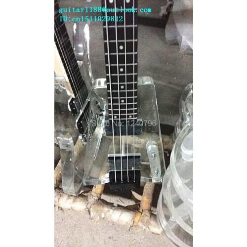 Free shipping new headless electric bass guitar with organic glass body made in China +foam box 2099