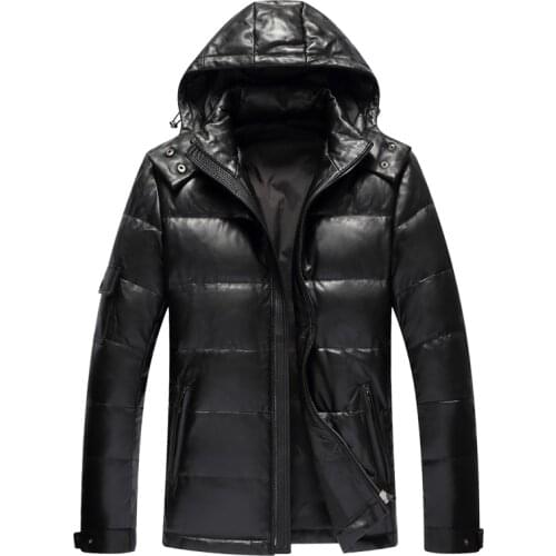 Free shipping.New arrival.Winter quality super warm leather Jacket,-40℃ white duck down leather coat.soft sheepskin clothes