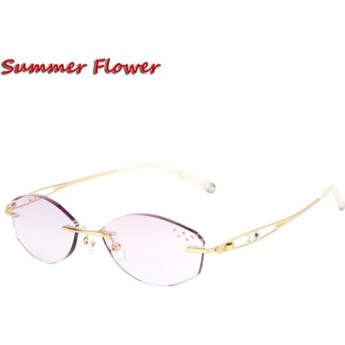 Chashma Brand Eyeglasses Diamond Trimmed Rimless Glasses Titanium Fashionable Lady Eyeglasses Spectacle Frames Women