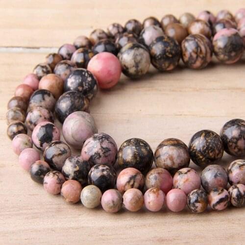 15.5" Rhodonite Stone Beads 4 mm 6 mm 8 mm 10 mm Polished Natural Rhodonite Beads For DIY Making Jewelry Women Bracelet Necklace