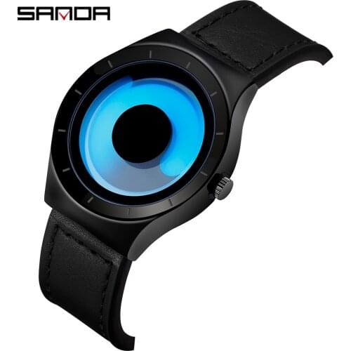 Sanda Brand New Fashion Waterproof Men Watch Trend Personality Swirl Contrast Color Gradient Dial Ther Steel Belt Mens Quartz