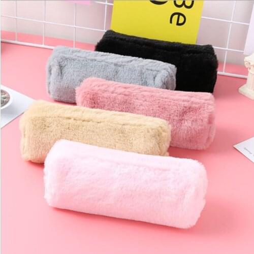 Pencil Case For Girls Kawaii Plush Cosmetic Case Bag Cute Large Capacity School Supplies Materials Stationery Gifts