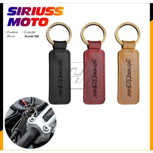 Motorcycle Cowhide Keychain Key Ring Case for Triumph Street Triple 675 765 R RS