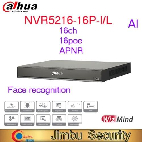 Dahua 16Ch 1U 16PoE NVR5216-16P-I/L WizMind Network AI Video Recorder Face Recognition ANPR Black list Alarm People counting