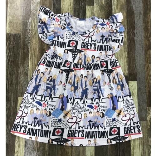 Kids summer clothing Little Baby Girl Boutique hit show Dr. Greys full print dress