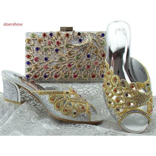 Doershow Matching Italian Shoe and Bag Set African Matching Shoes and Bags Italian In Women Nigerian Shoes and Matching HBL1-6