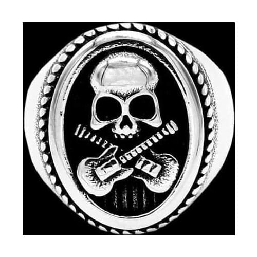 Support Dropship Newest Size 7-14 Ghost Skull Ring 316L Stainless Steel Band Party Punk Skull Ring