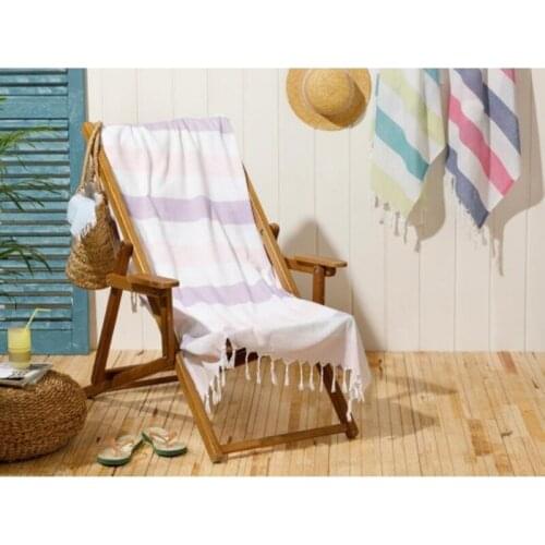 Cotton Peshtemal Towel Purple & Lilac - Pink & Blue Tufted Stripes Quick Drying Super Absorbent Shower Bath Hammam Sauna Beach