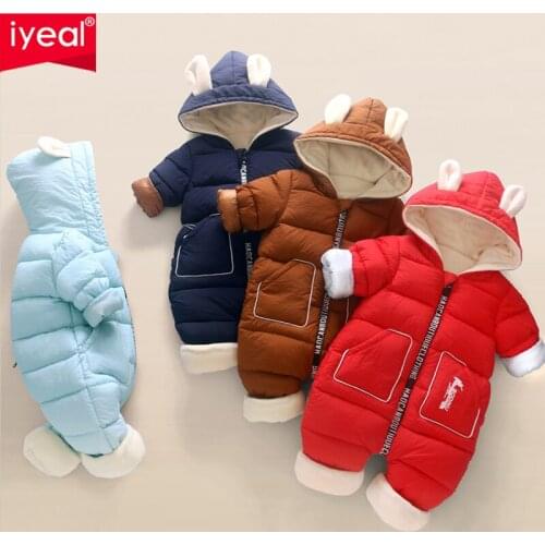 IYEAL Baby Boys Clothes Winter Baby Coats Rompers Cotton Hooded Warm Jumpsuit Newborn Thicken Overalls Infant Onesie Costumes