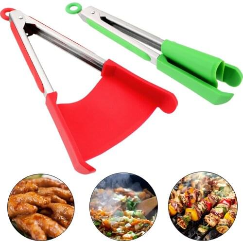 2 in 1 Kitchen Spatula and Tongs Bread Clip Kitchen Accessories Non-Stick Cooking Tools Heat Resistant Gadget