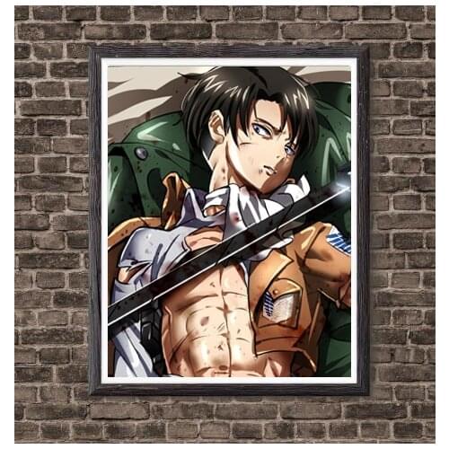 Levi Titan Hunter Attack on Titan Manga Anime Canvas Art Print Poster for Wall Decor,8 x 10 Inches,Ready To Hang