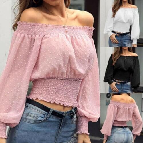Fashion Women Blouse Sexy Off Shoulder Top Ladies Loose Slim Casual Long Sleeve Shirt Elegant Workwear Shirt Office Shirt