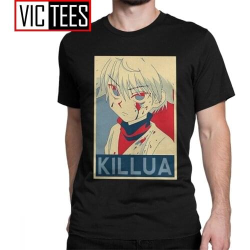 Men T-Shirts Hunter X Hunter Killua Cotton Tee Shirt Short Sleeve Zoldyck Anime Manga Japan Hunters Hxh T Shirt Round Collar Top