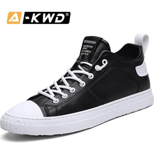 Fashion Autumn Breathable Sneakers Men High Top Men-Shoes Heren Schoenen Casual Footwear Mens Shoes Leather Black Hip Hop Shoes