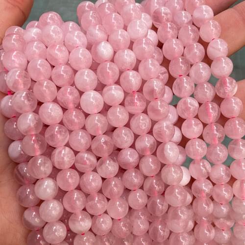 Natural Stone Madagascar Rose Quartzs Round Spacer Beads For Jewelry Making Strand 15" DIY Jewelry Accessorries Beads For Gifts