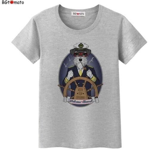 BGtomato New designer Never stop Captain dog t shirt women Personality cool summer brand new shirt