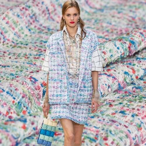 Pearlsilk France Colourful Tweed Fabrics Autumn Jacket Dress Suits Garment Materials The Sewing Cloth Meter Freeshipping