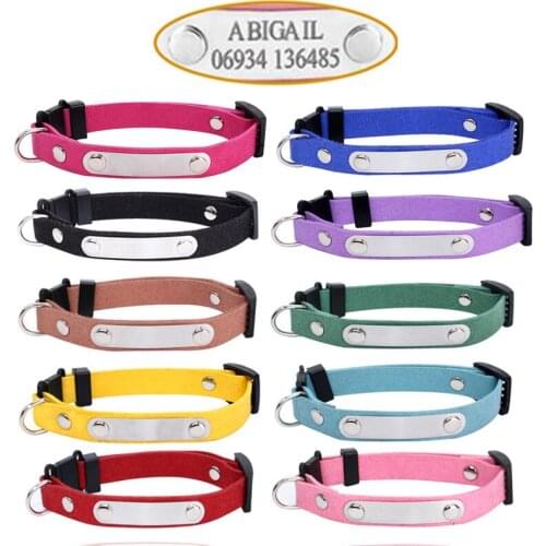 Personalized Dog Cat Collar with Name Plate Soft Comfortable Adjustable Customize Puppy Collar Free Engraved Pet Name Phone Numb
