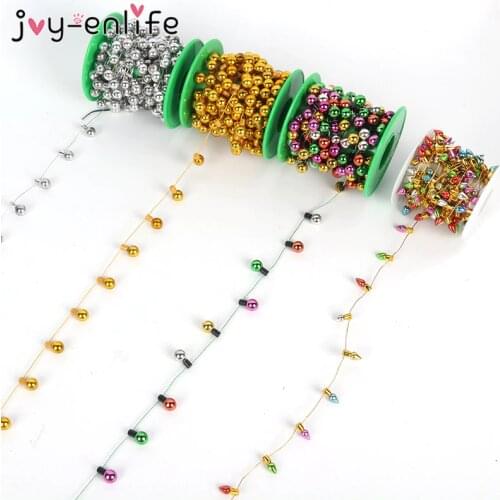2021 Merry Christmas Decoration For Tree 5meter Colorful Light Bead Chain Ribbon Christmas Tree DIY Xmas Decor Home Ornaments