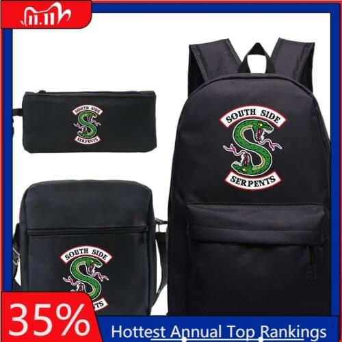 Mochila Riverdale Backpack Sac A Dos Femme 3 PCS/set Plecak Pencil Case Shoulder School Bags South Side Serpents Hip Hop Bookbag
