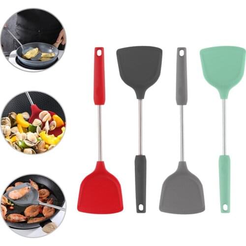 Silicone Slotted Turner Spatula with Stainless Steel Metal Handle Heat Resistant Silicone Utensils Spatula Turner for Kitchen Co