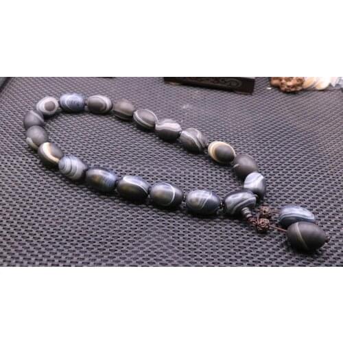 Treasure Magic Power Magic LKbrother energy Tibetan Old Agate Natural Line Daluo dZi Bead Prayer Lama big necklace TTT