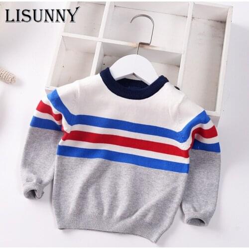 Boys Sweater Children Knitted Pullover O-neck Clothes 2021 Autumn New Boy Baby Child Cotton Striped Infant Baby Sweaters 0-6Y