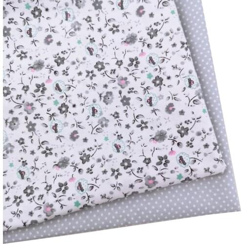 DIY Sewing Handmade Quilting Patchwork Cloth Tilda Baby Home Textile Dress Material Tecido Tissus Gray Flower Dots Cotton Fabric