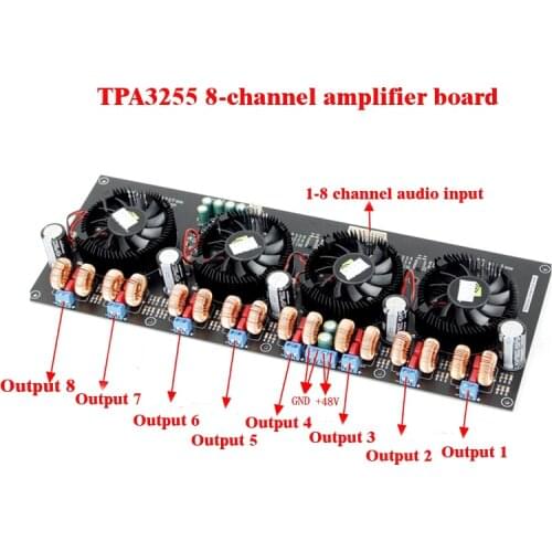 TPA3255 8-channel class D high power audio power amplifier board 300W*8 for home theater (luxury fan version)