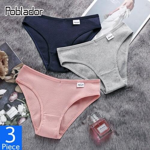 Poblador 3Pcs/lot Sexy Womens Cotton Sport Panties Underwear Seamless Briefs Low Rise Soild Female Panty Comfort Lady Lingerie