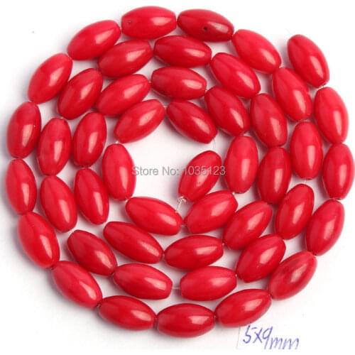 High Quality 5x8mm Pretty Natural Smooth Red Coral Oval Shape DIY Gems Loose Beads Strand 15" Jewelry Making w656