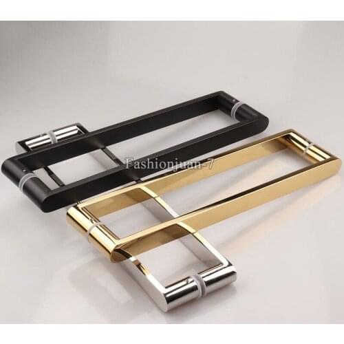 High Quality 304 Stainless Steel Bathroom Shower Door Handles Glass Pull / Push Door Handles Glass Mount for 8~15mm Thickness