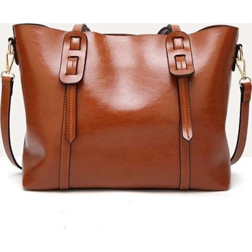 Women bag Oil wax Womens Leather Handbags 2020 Lady Hand Bags With Purse Pocket Women messenger bag Big Tote