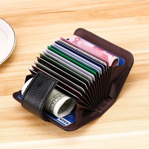 New Ladies Rfid Card Holder Large Capacity Simple Leather Card Holder Retro Card Holder money bag