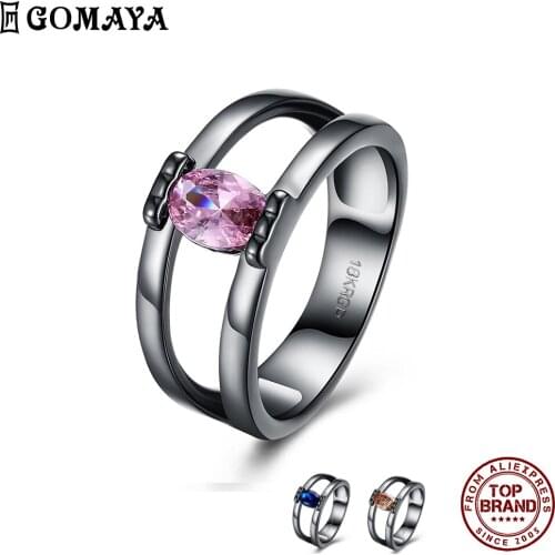 GOMAYA Oval Clear Zircon Double Layer Rings For Women Trendy Creativity Simple Style Finger Ring Party Prom Gift Fashion Jewelry