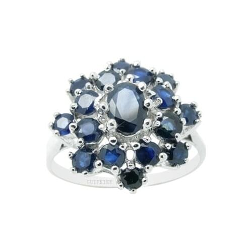 CoLife Jewelry Luxury Sapphire Ring for Party 17 Pieces Natural Sapphire Silver Ring Solid 925 Silver Sapphire Jewelry