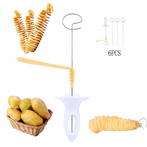 1pc 3 string Rotate Potato Slicer Stainless Steel +Plastic Twisted Potato Slice Cutter Spiral DIY Manual Creative Kitchen Gadget