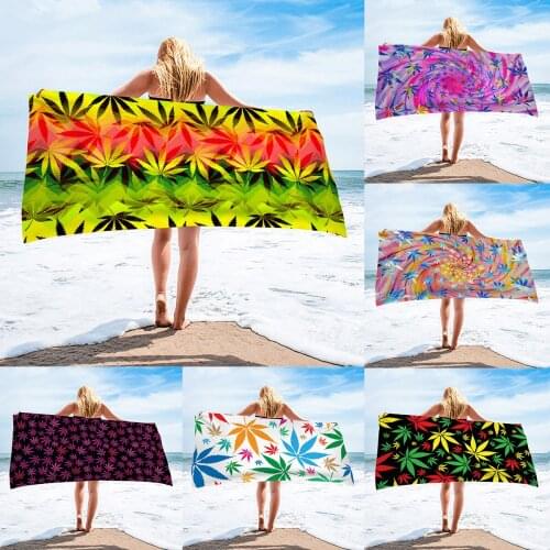 1 Pcs Quicky-dry Microfiber Bath Towels Hawaiian Tropical Leaves Prints 75*150cm Beach Towel Large Sport Towels Camping Toalla