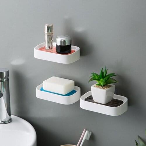 1 Pc New And High Quality Simple Punch-free Soap Sponge Sundries Storage Rack Drain Soap Box Bathroom Wall Hanging Rack