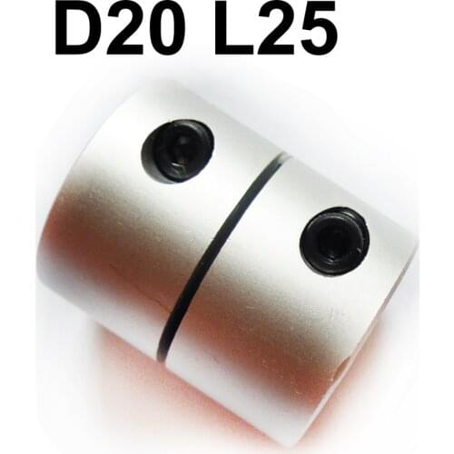 Rigid shaft coupler clamp stepper servo motor coupling D20 L25 3mm, 4mm, 5mm, 6mm, 6.35mm, 7mm, 8mm 1/4 .25 10mm inch CNC for T8