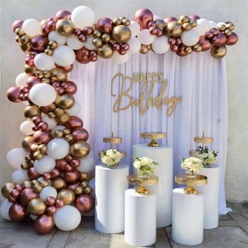 122Pcs Metallic Golden Balloon Garland Arch Kit Chrome Red Matte White Balloons for baby birthday wedding decoration props