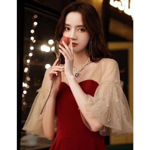 2021 Women Summer Dress Black Red Vintage Mesh Tube Top Toast Dress Beaded Lace Femme Vestidos Plus Size Party Dress 9962