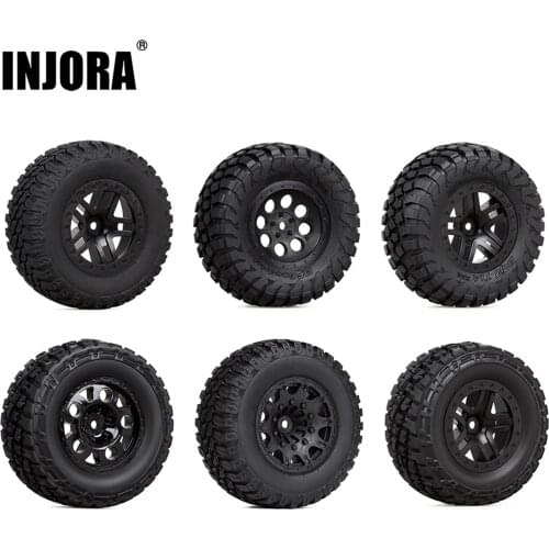 INJORA 4PCS 110*48MM 108*42MM RC Car Rubber Tires Wheel Rim Set for 1/10 Short Course Truck Traxxas Slash VKAR 10SC HPI